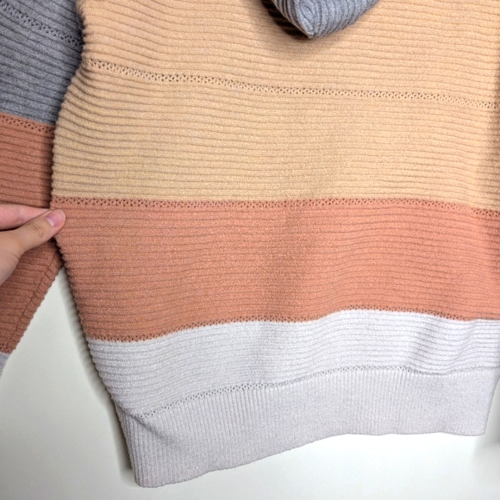 Women's Pastel Color Block Pullover Hoodie with Criss Cross V Neck Size Large - Picture 15 of 16